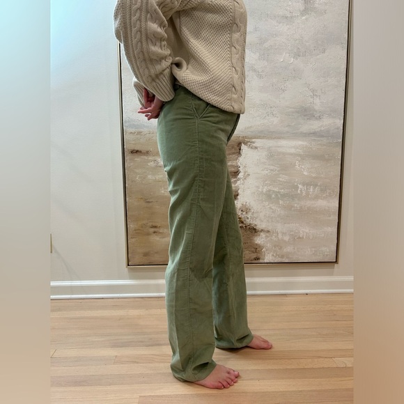VTG Yves Saint Laurent green bootcut corduroy pants flap pocket high rise 27 - Picture 2 of 11